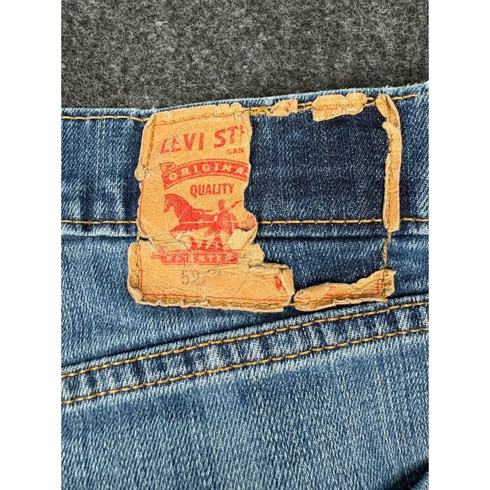 Levis 527 Slim Bootcut Jeans Mens 33x30 Light Wash Blue Denim 05527-0489